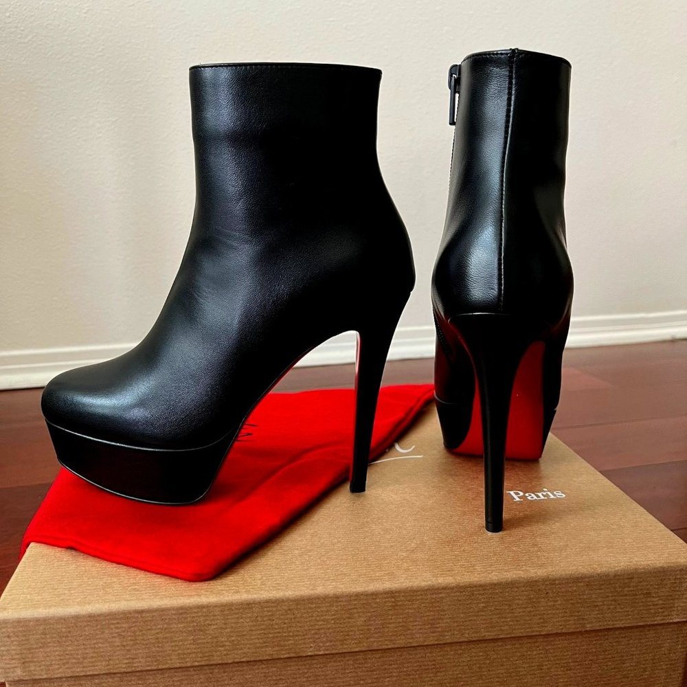 NWT. Louboutin Leather Bianca Booties 120mm 36.5